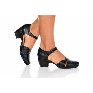 Clarks Emily Rae Black Leather Mary Jane Strap Comfort Work Office Shoes 8.5